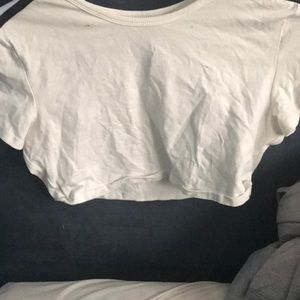 Crop top with red, white & black on the sleeves